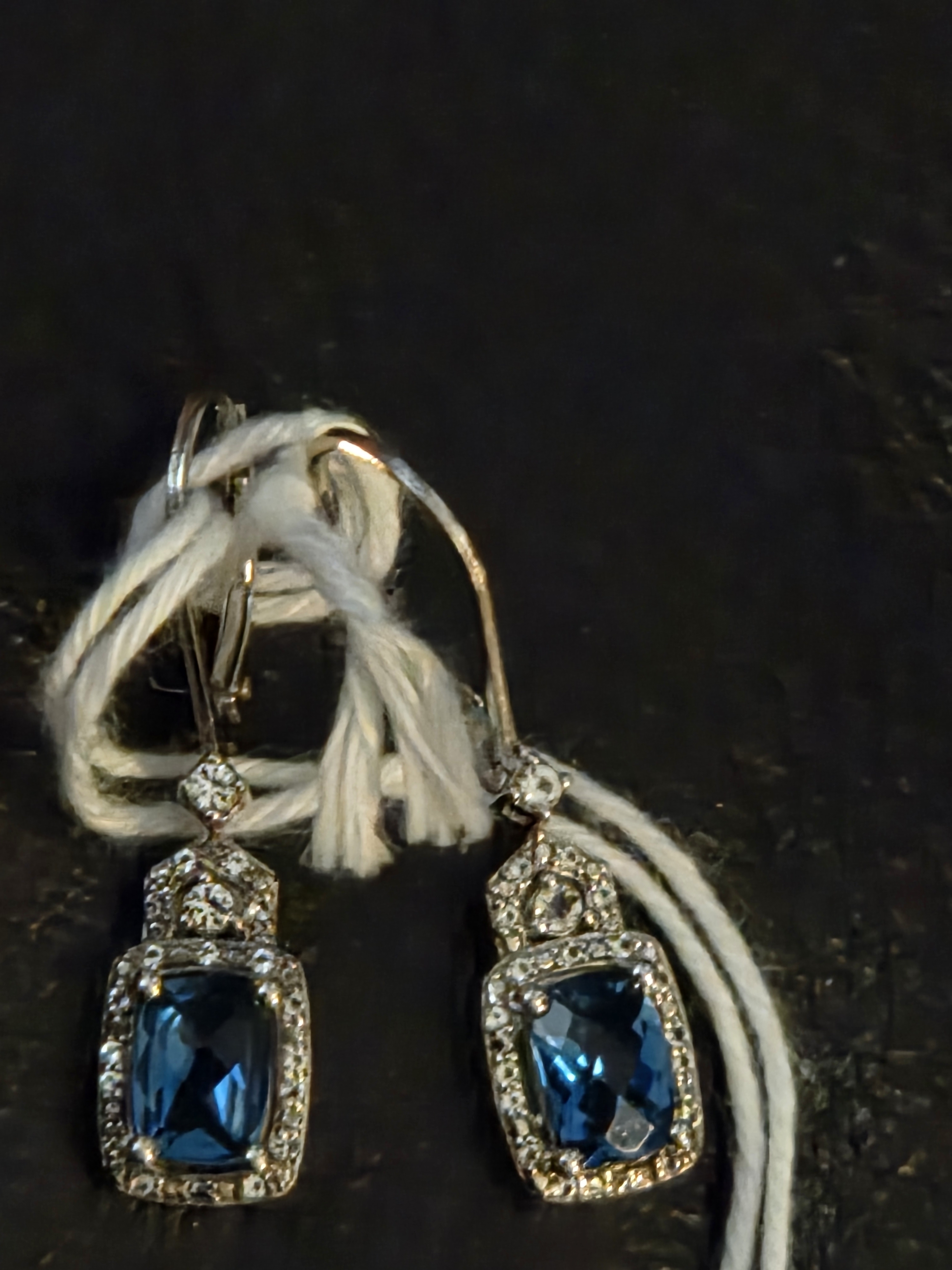 925 Sterling Silver Blue Topaz 4ct Halo Earrings